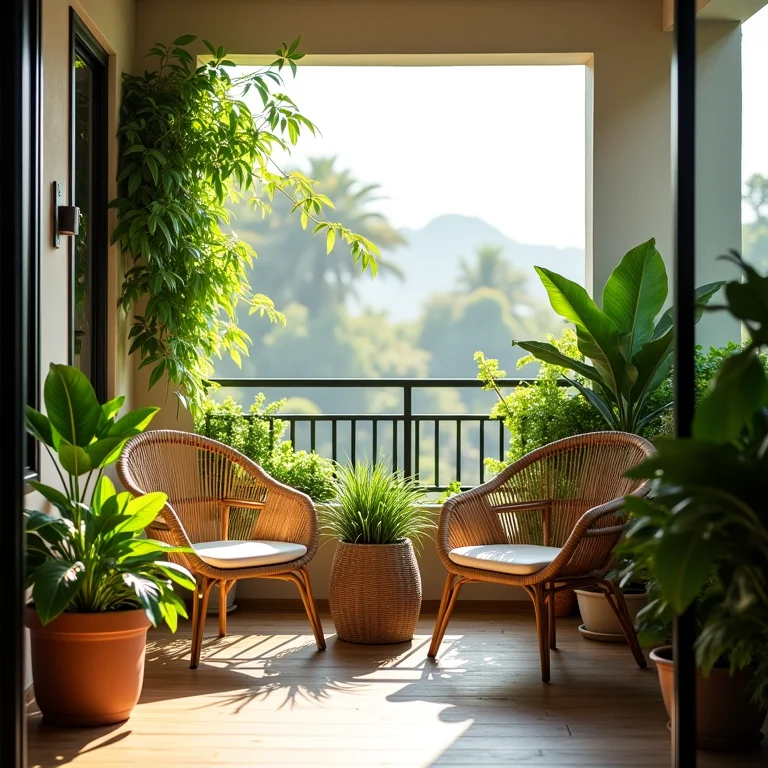 Varanda com jardim exuberante no Rio de Janeiro