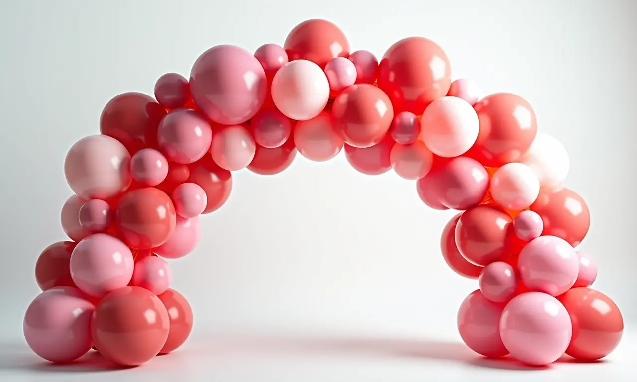 Variação de tamanhos de balões em arco desconstruído.