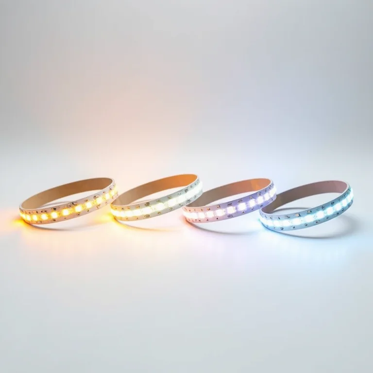 Variedade de fitas de LED em diferentes temperaturas de cor