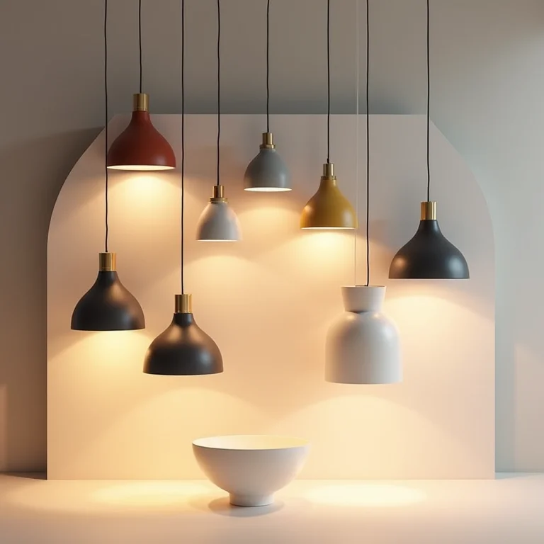 Variedade de luminárias pendentes com design único.