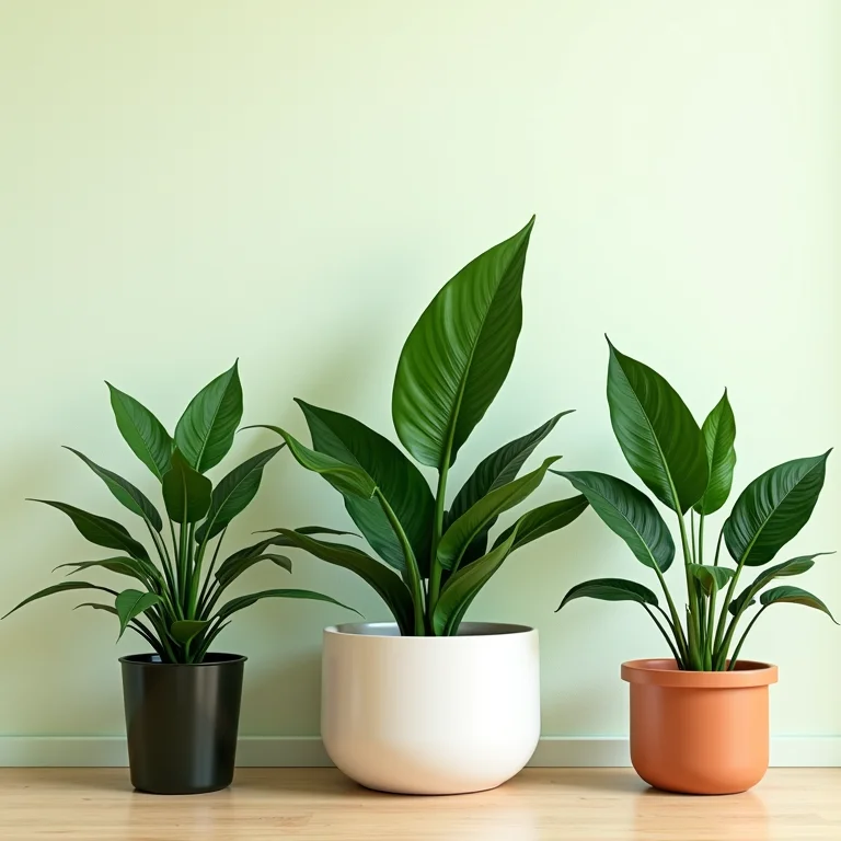 Variedade de plantas em vasos decorando um ambiente interno.