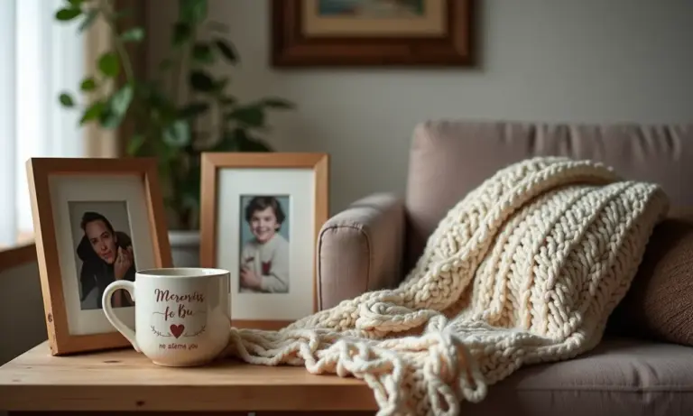 Variedade de presentes DIY artesanais em uma sala aconchegante.