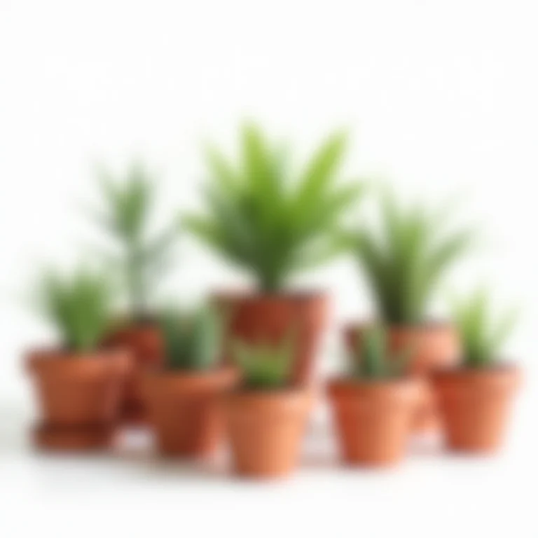 Variedade de vasos de plantas de diferentes materiais