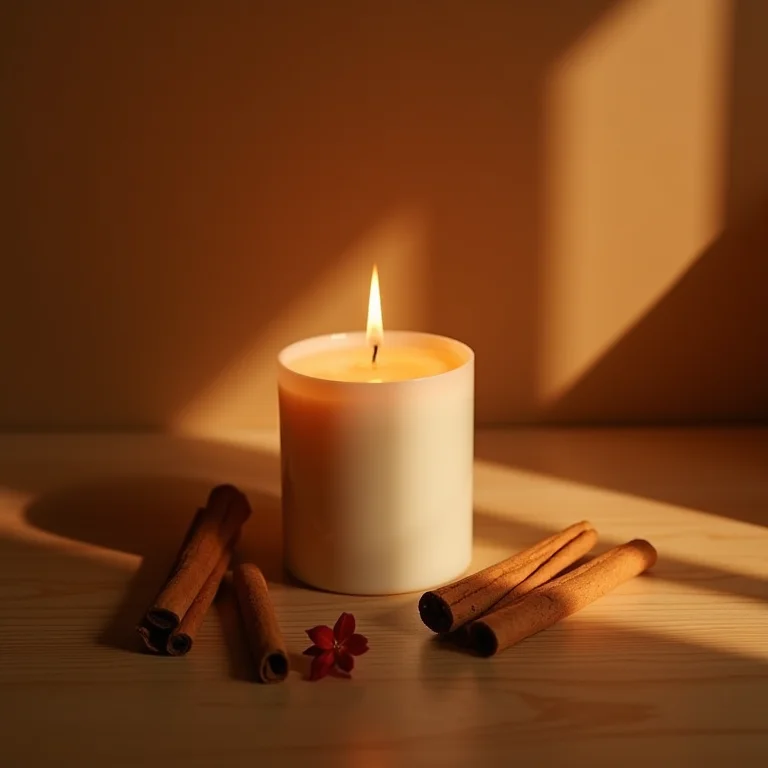 Vela aromática de canela para aquecer o ambiente.