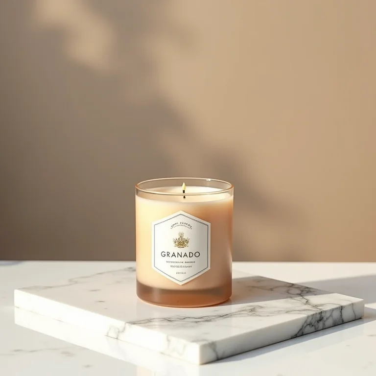 Vela aromática Granado em superfície de mármore