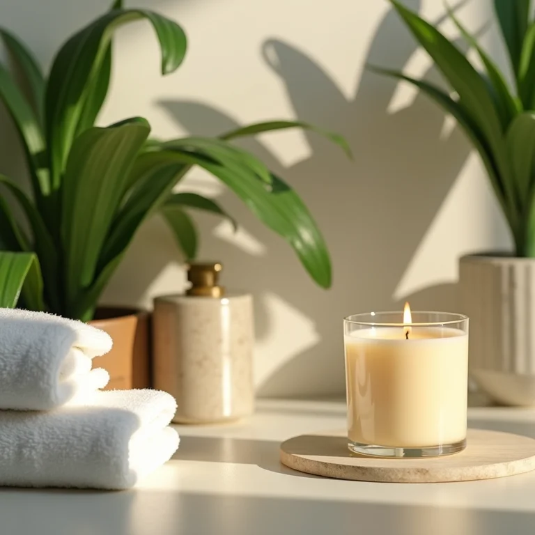 Vela aromática Natura em banheiro moderno