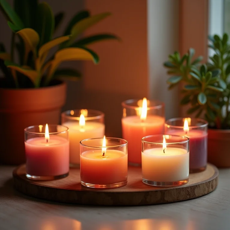Velas aromáticas com diferentes aromas