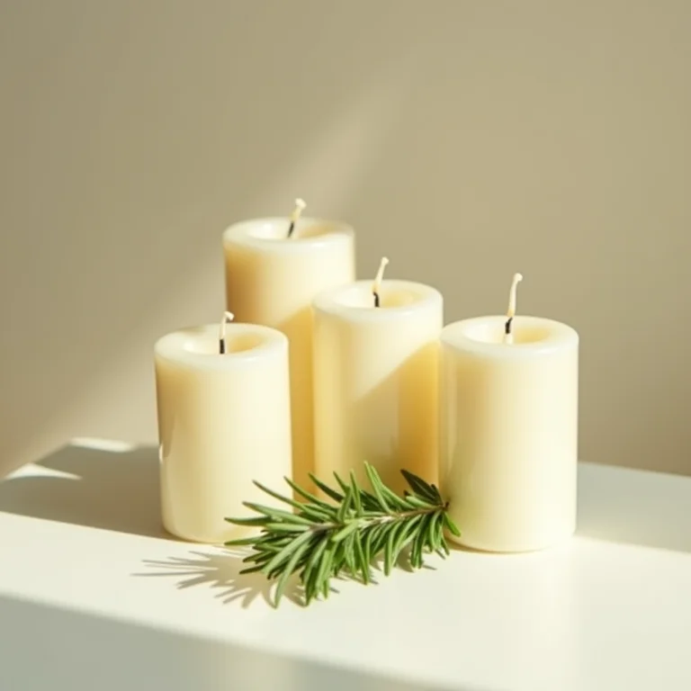 Velas aromáticas de alecrim para foco e concentração.