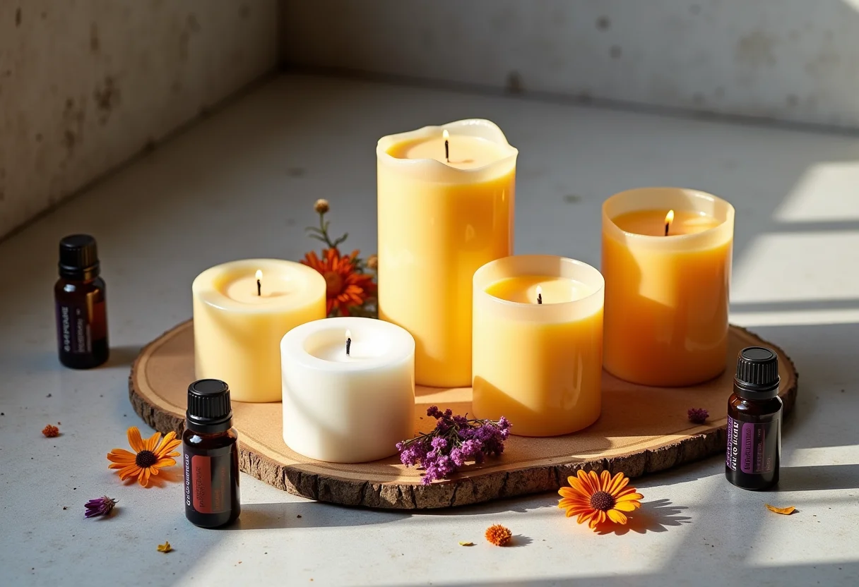 Velas aromáticas DIY, ingredientes e utensílios.