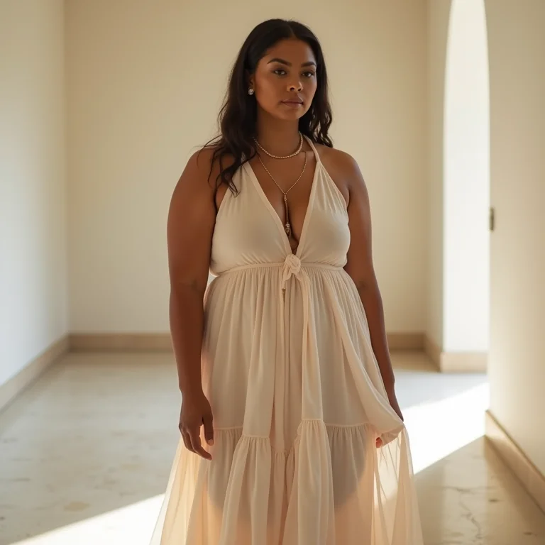 Vestido leve e fluido para batizado