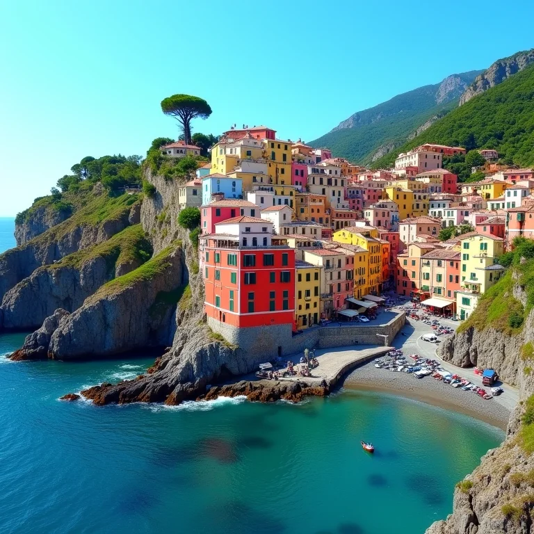 Vilarejos coloridos de Cinque Terre, Itália.