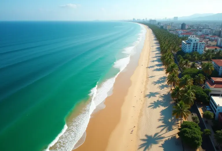 Vista aérea da Praia de Ponta Verde em Maceió, Alagoas.