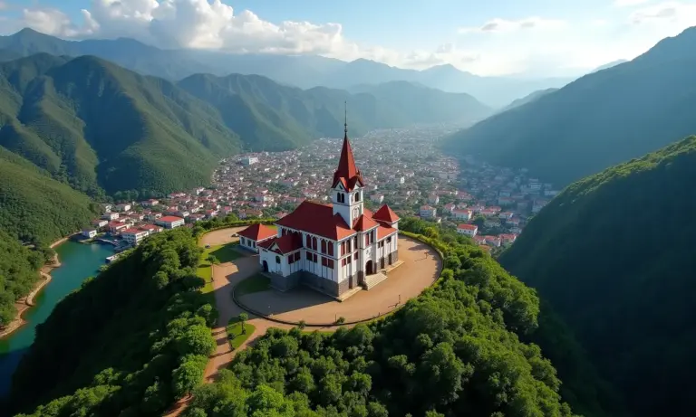 Vista aérea de Santo Antônio do Pinhal na Serra da Mantiqueira.