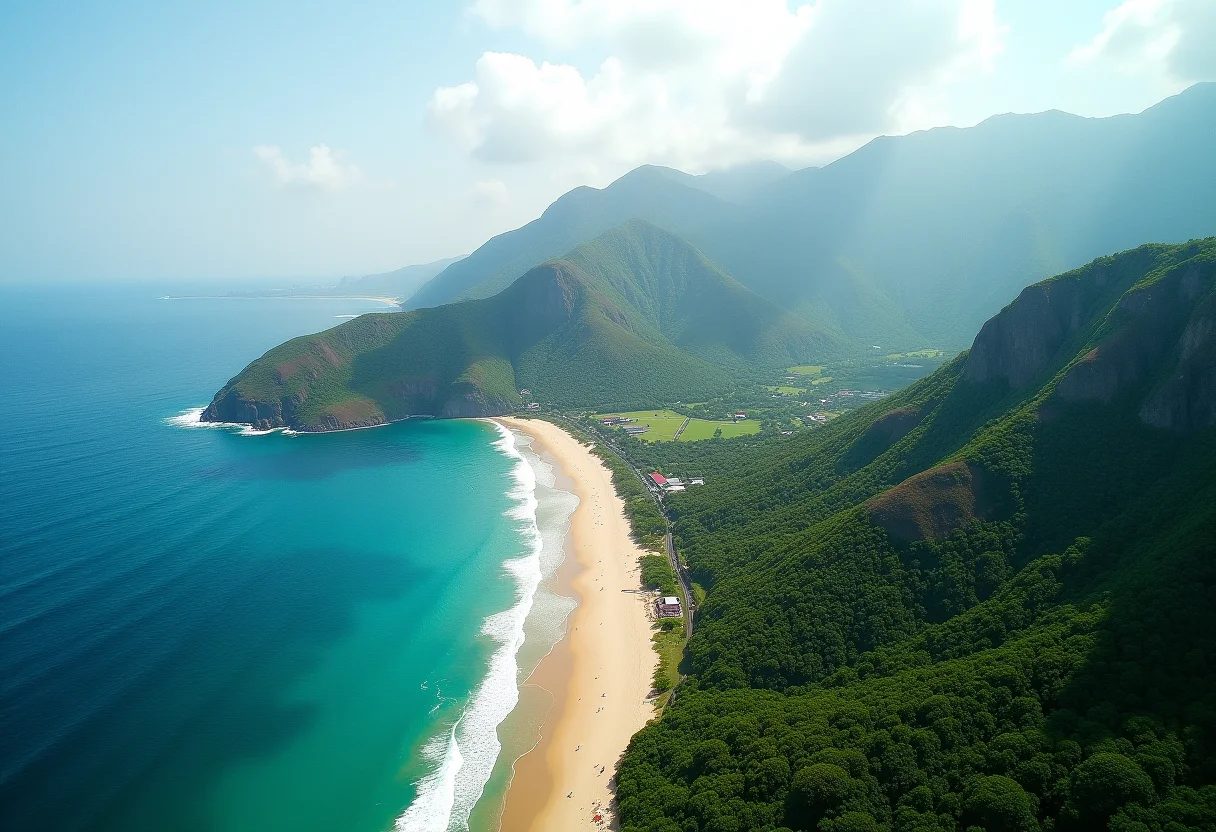 Vista aérea deslumbrante do Litoral Norte