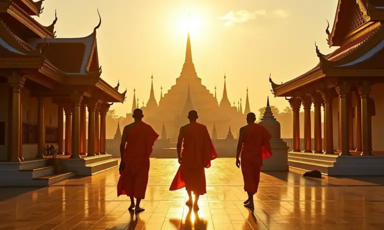 Vista deslumbrante de um templo dourado em Luang Prabang, Laos.