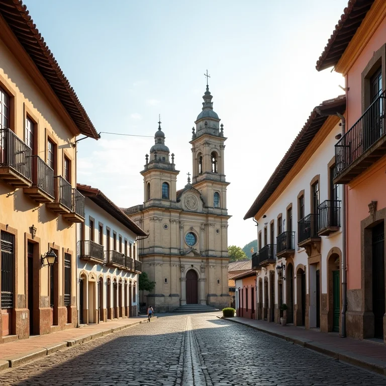 Vista do centro histórico de Mariana, Minas Gerais, com a Basílica de São Pedro em destaque.