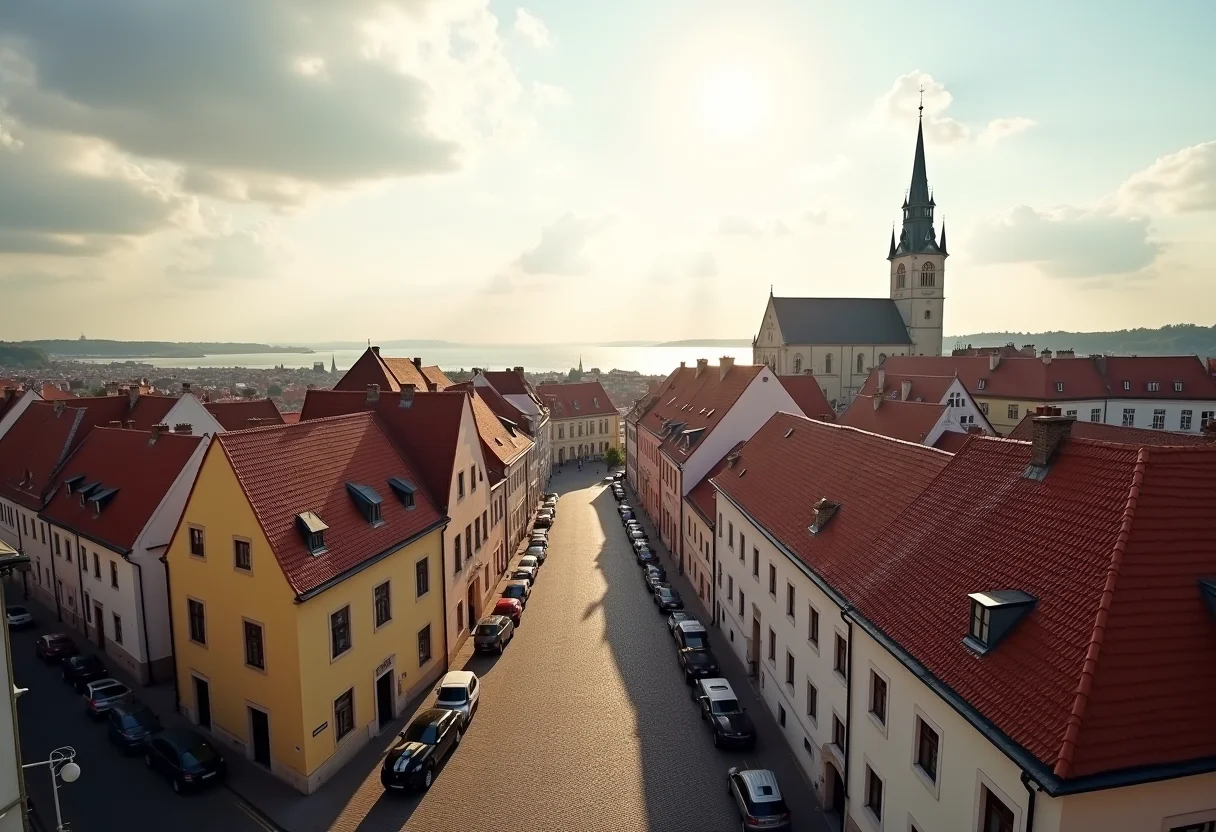 Vista panorâmica da cidade medieval de Tallinn, Estônia.