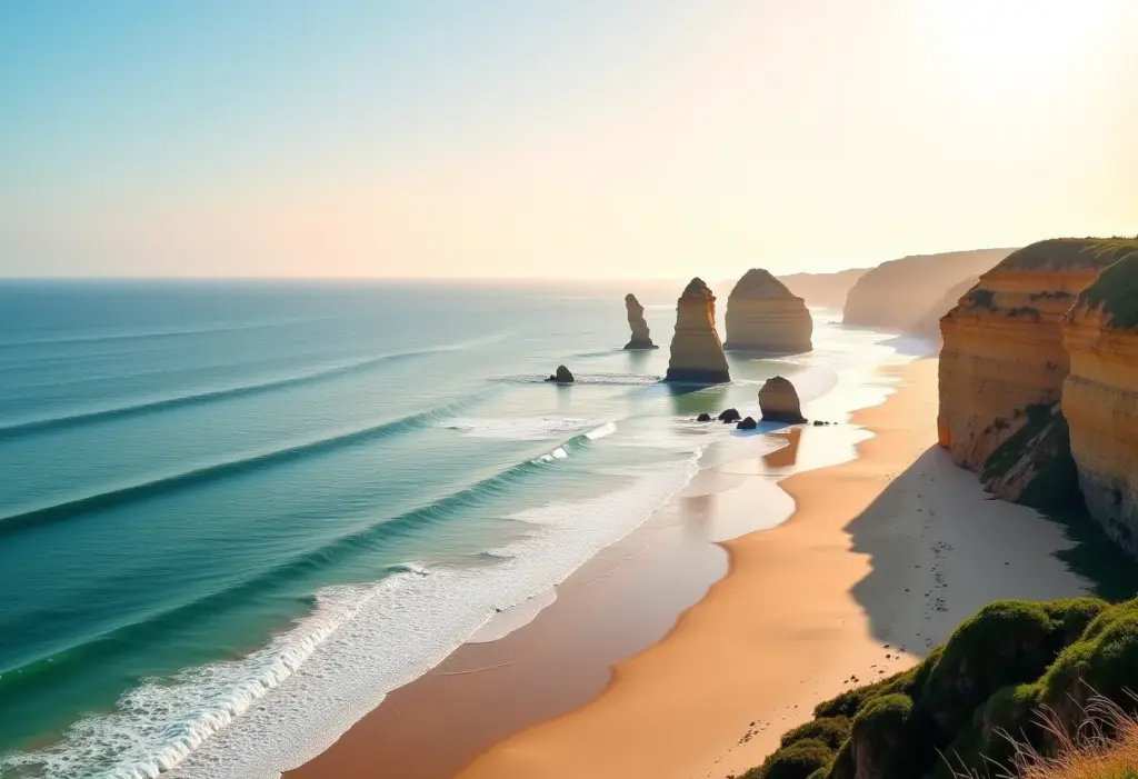 Vista panorâmica da Praia do Espelho ao pôr do sol