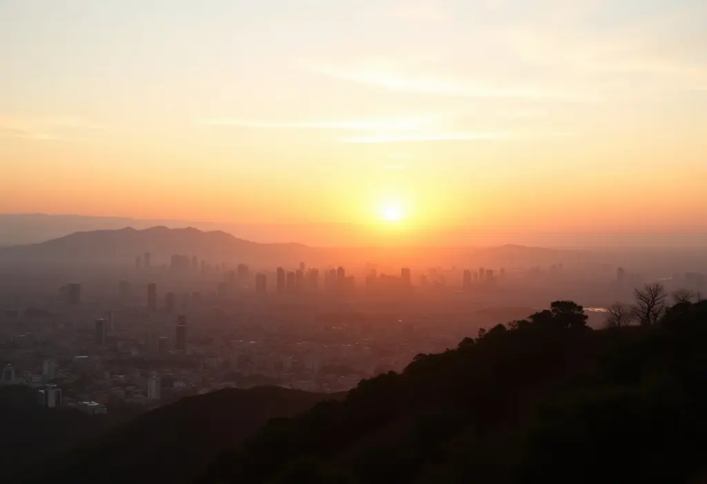 Vista panorâmica de Belo Horizonte ao pôr do sol no Mirante do Mangabeiras