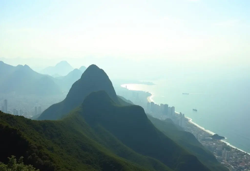 Vista panorâmica do Pão de Açúcar e da Baía de Guanabara no Rio de Janeiro