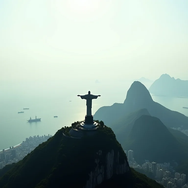 Vista panorâmica do Rio de Janeiro com o Cristo Redentor em destaque