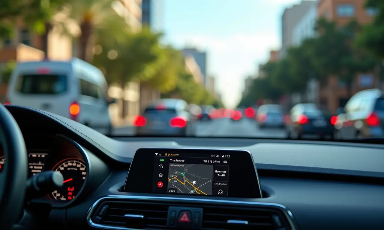 Waze exibindo trânsito em tempo real em rua movimentada.