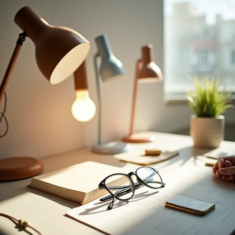 Acessórios de iluminação para home office.