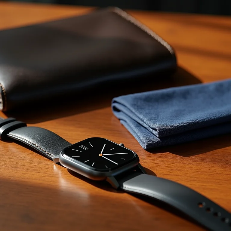 Acessórios masculinos elegantes em uma mesa de madeira
