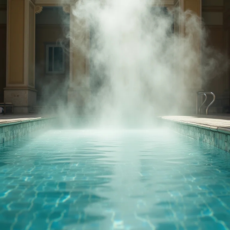 Água termal nas Termas Szechenyi com azulejos intricados.