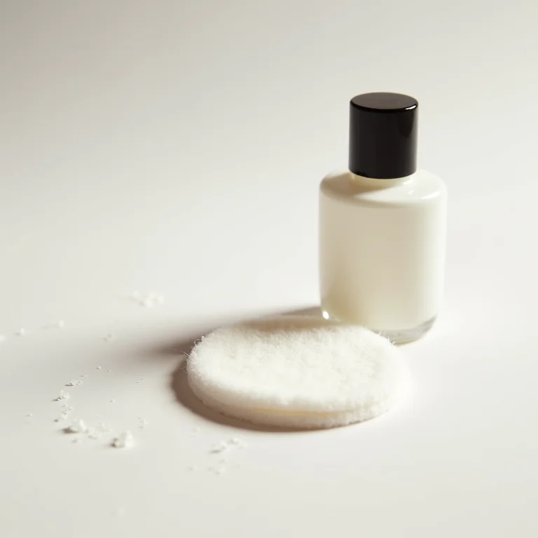 Algodão embebido em acetona ao lado de removedor de esmalte