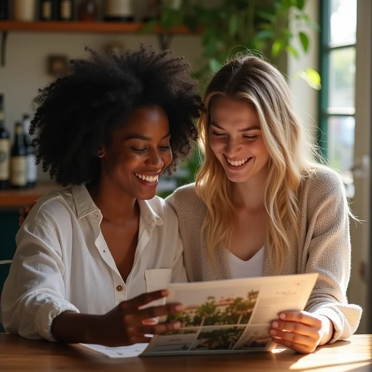 Amigas escolhendo local para casamento