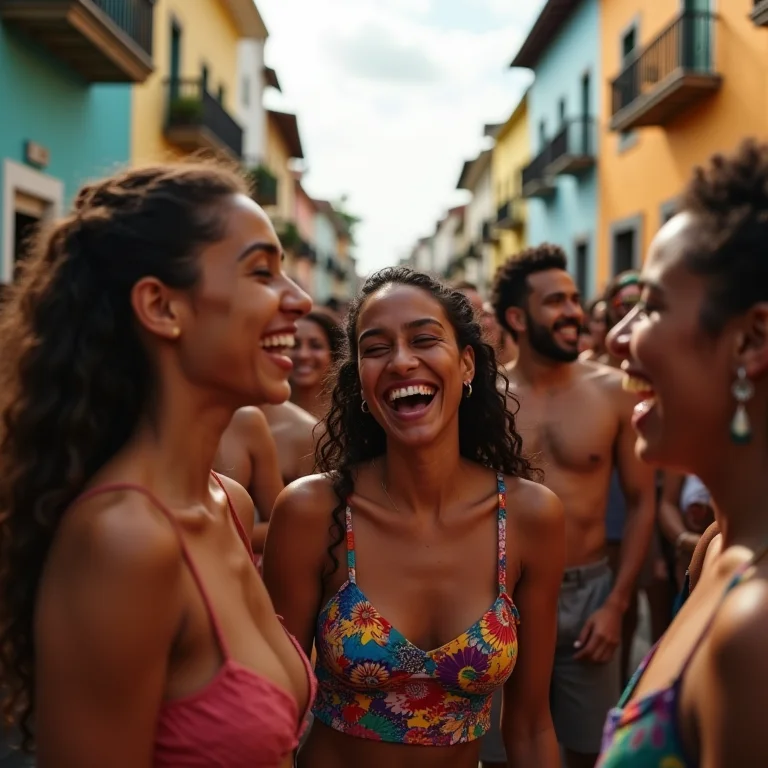 Amigos curtindo bloco de rua no carnaval de Salvador