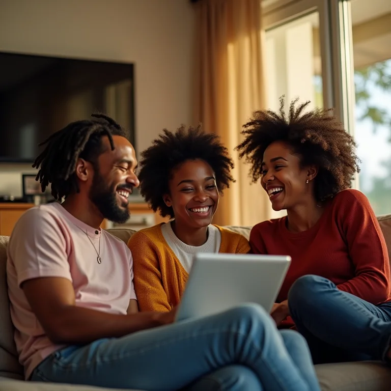 Amigos diversos fazendo videochamada.