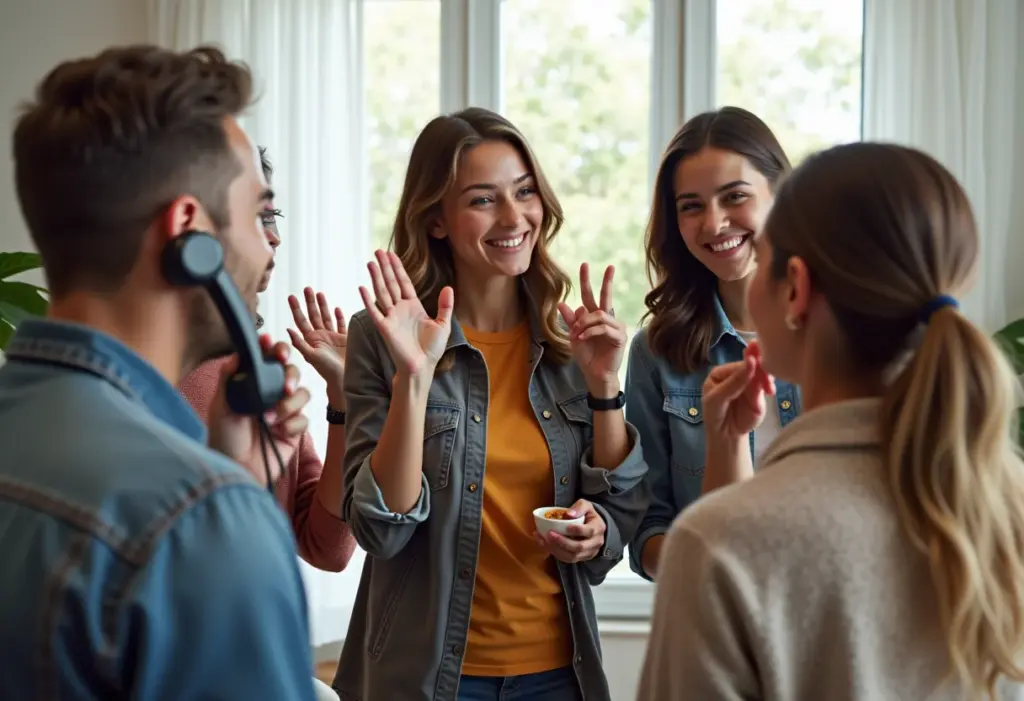 Amigos em videochamada entre EUA e Brasil