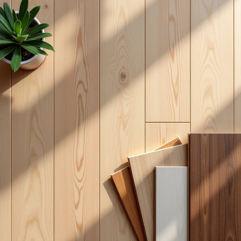 Amostras de pisos laminados em diferentes cores e texturas