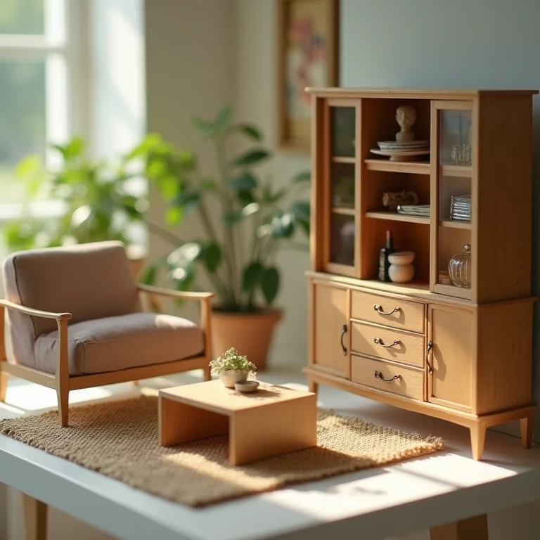 Aparador desproporcional em maquete de sala