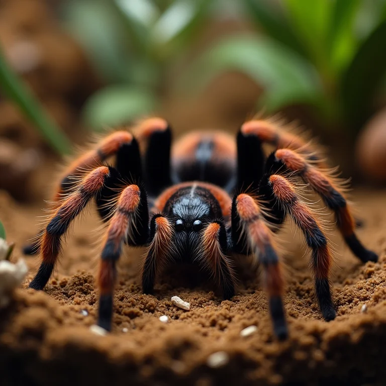 Aranha-caranguejeira (Grammostola rosea) em um terrário.