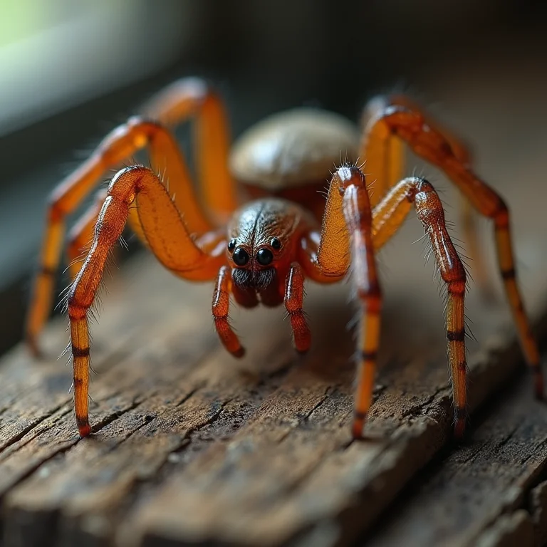 Aranha-marrom (Loxosceles) em um pedaço de madeira envelhecida.