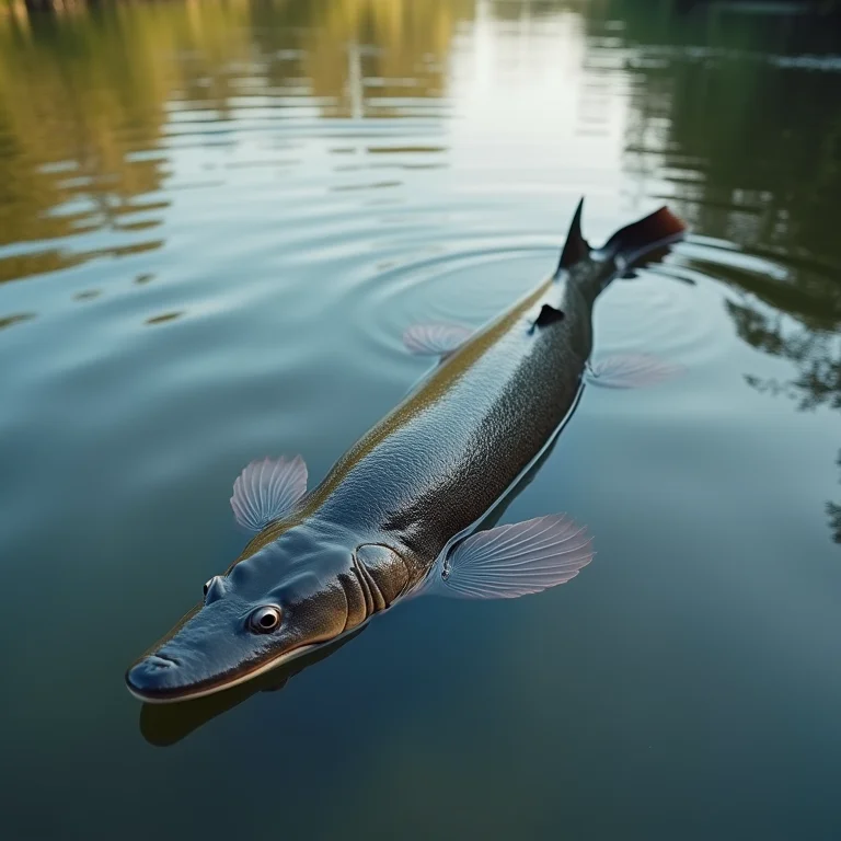 Arapaima nadando em rio calmo na Amazônia