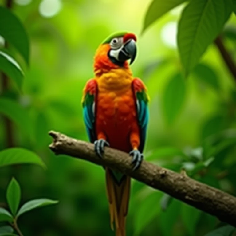 Arara-azul-de-lear empoleirada em galho