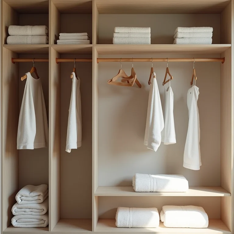 Armazenamento organizado em quarto de visitas