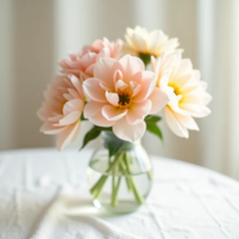 Arranjo de flores delicadas para decoração de brunch.