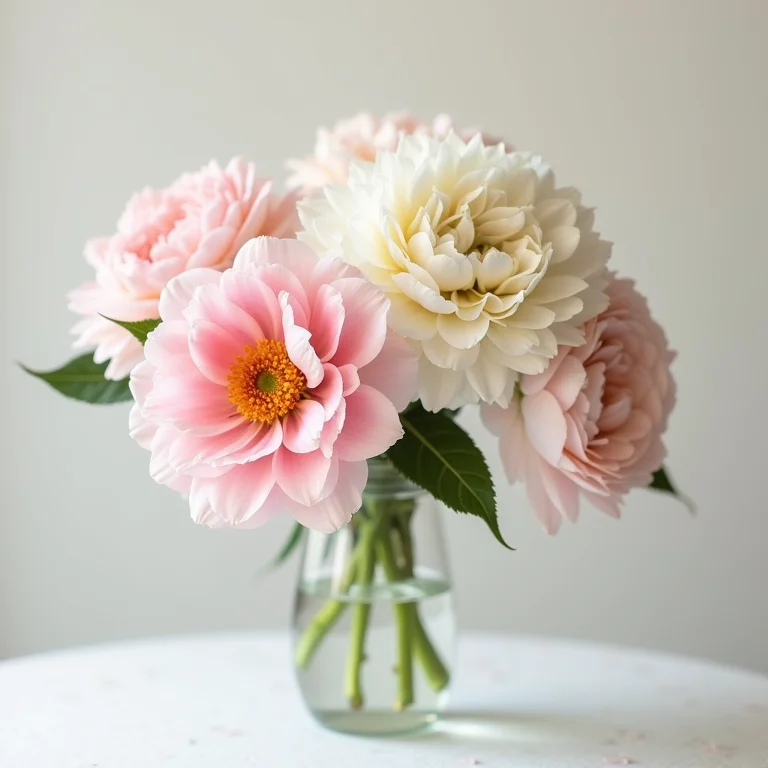 Arranjo de flores delicado para decoração de aniversário feminina