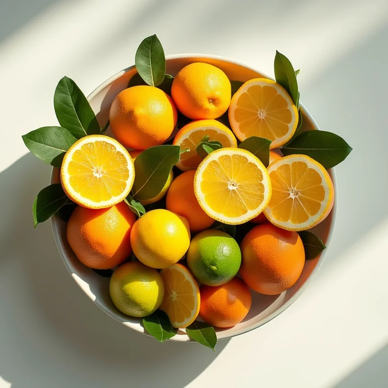 Arranjo de mesa com frutas cítricas