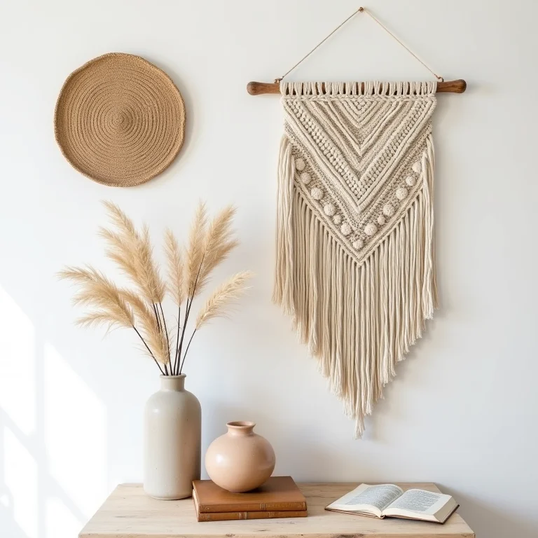 Arranjo de objetos de decoração boho minimalista