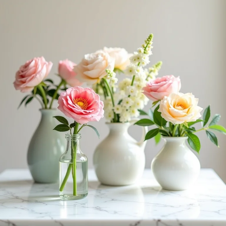 Arranjos florais delicados para festa de aniversário