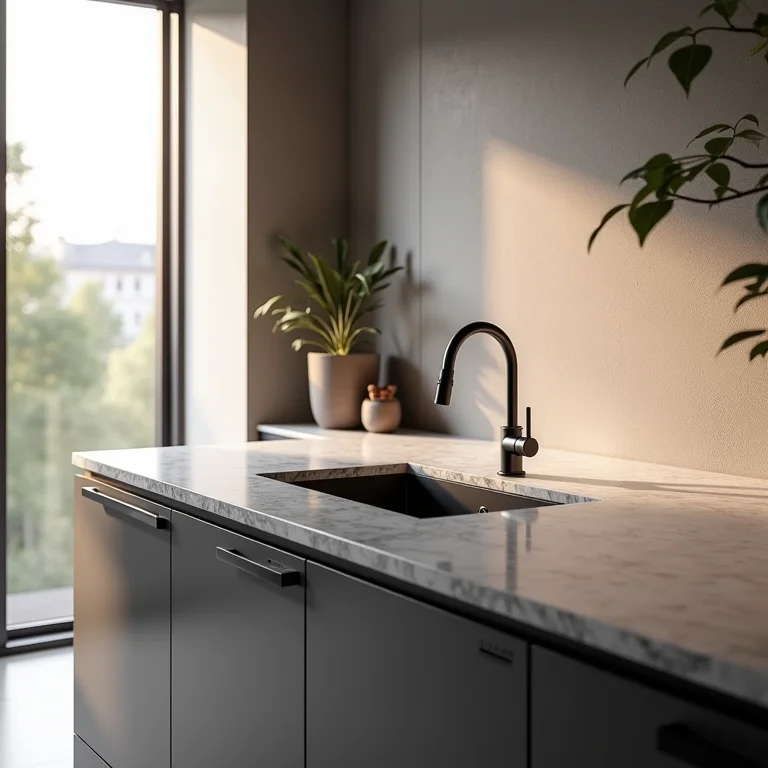 Bancada de canto com pia integrada em cozinha planejada