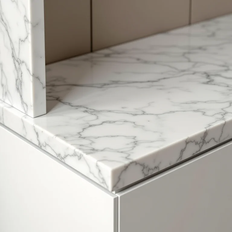 Bancada de mármore em cozinha planejada de canto