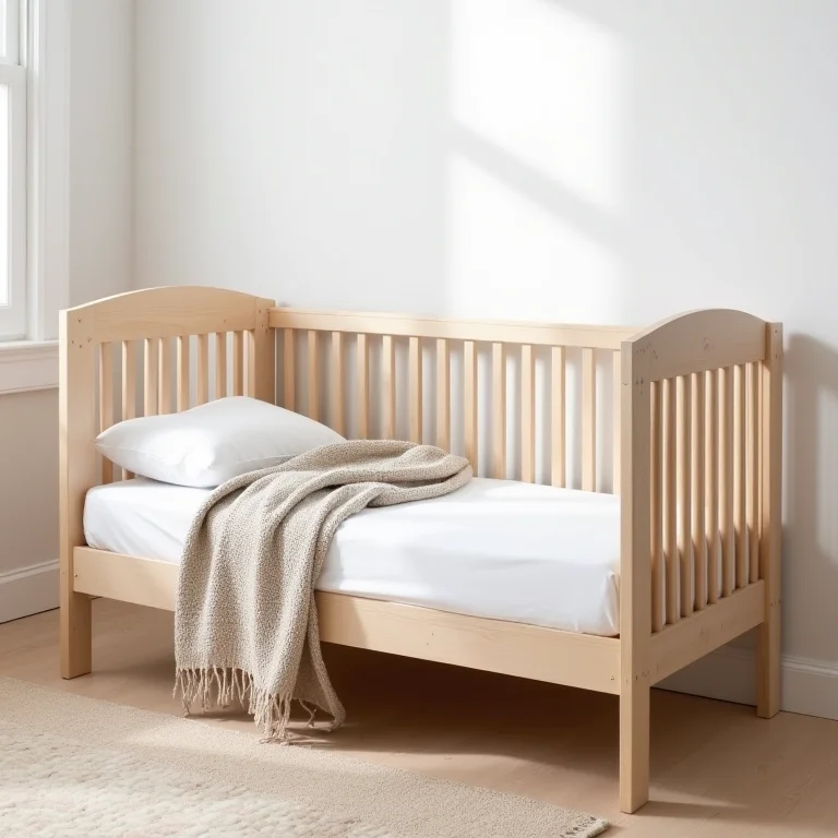 Berço multifuncional que se transforma em cama infantil.