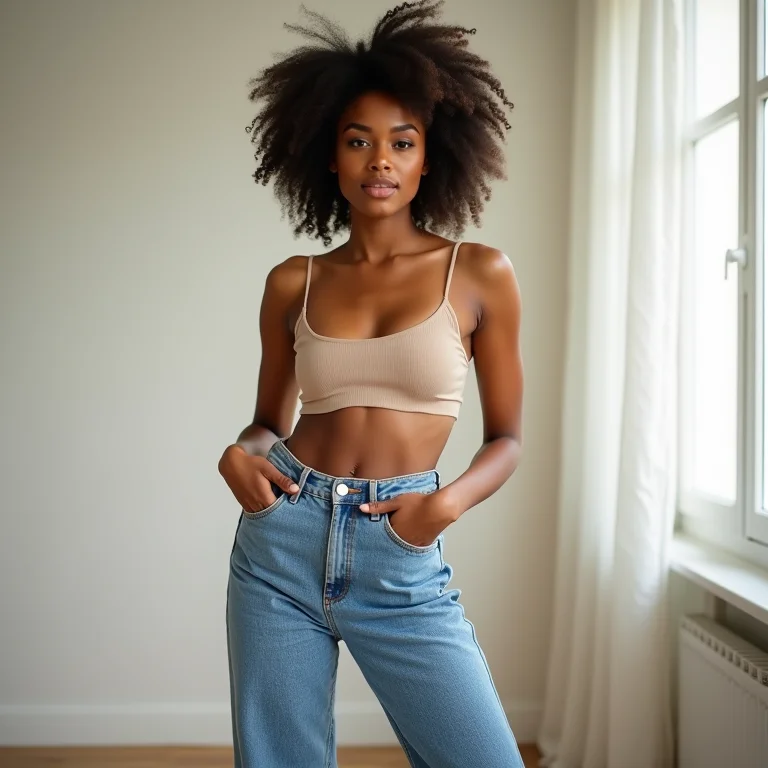 Body combinado com calça de cintura alta para um look moderno.